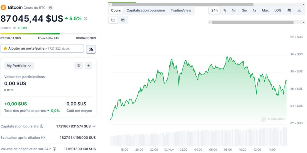 courbe btc novembre 2024