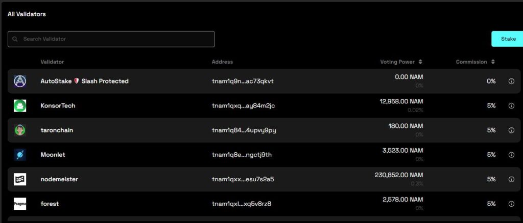 staking namada